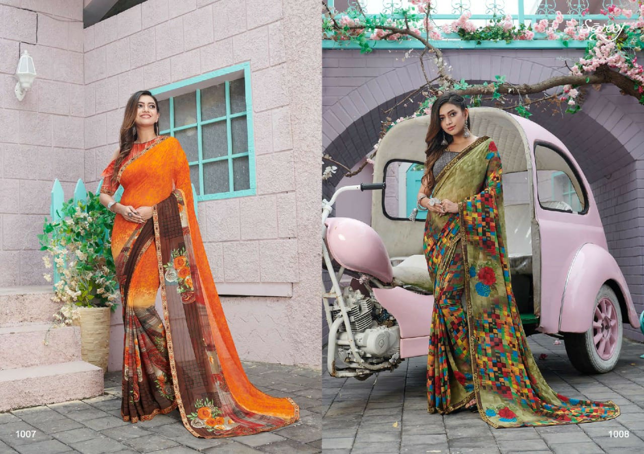 Saroj Aasma Georgette Renial Printed Saree Catalog