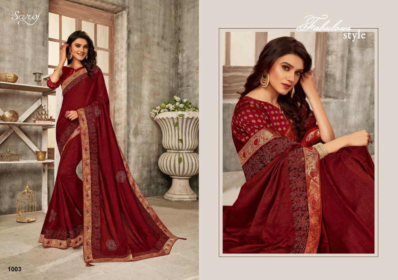 Saroj Laila Vichitra Silk Festive Wear Saree Catalog