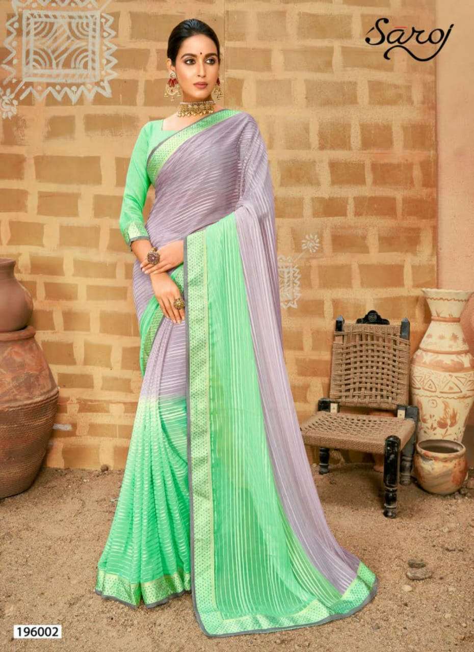 Saroj Paheli Silk Satin Patta With Multi Swarovski Work Sarees Catalog
