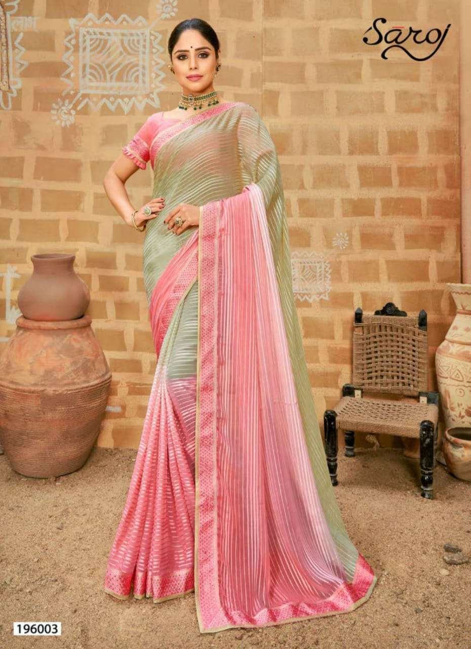 Saroj Paheli Silk Satin Patta With Multi Swarovski Work Sarees Catalog