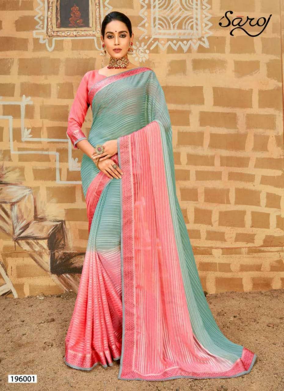 Saroj Paheli Silk Satin Patta With Multi Swarovski Work Sarees Catalog