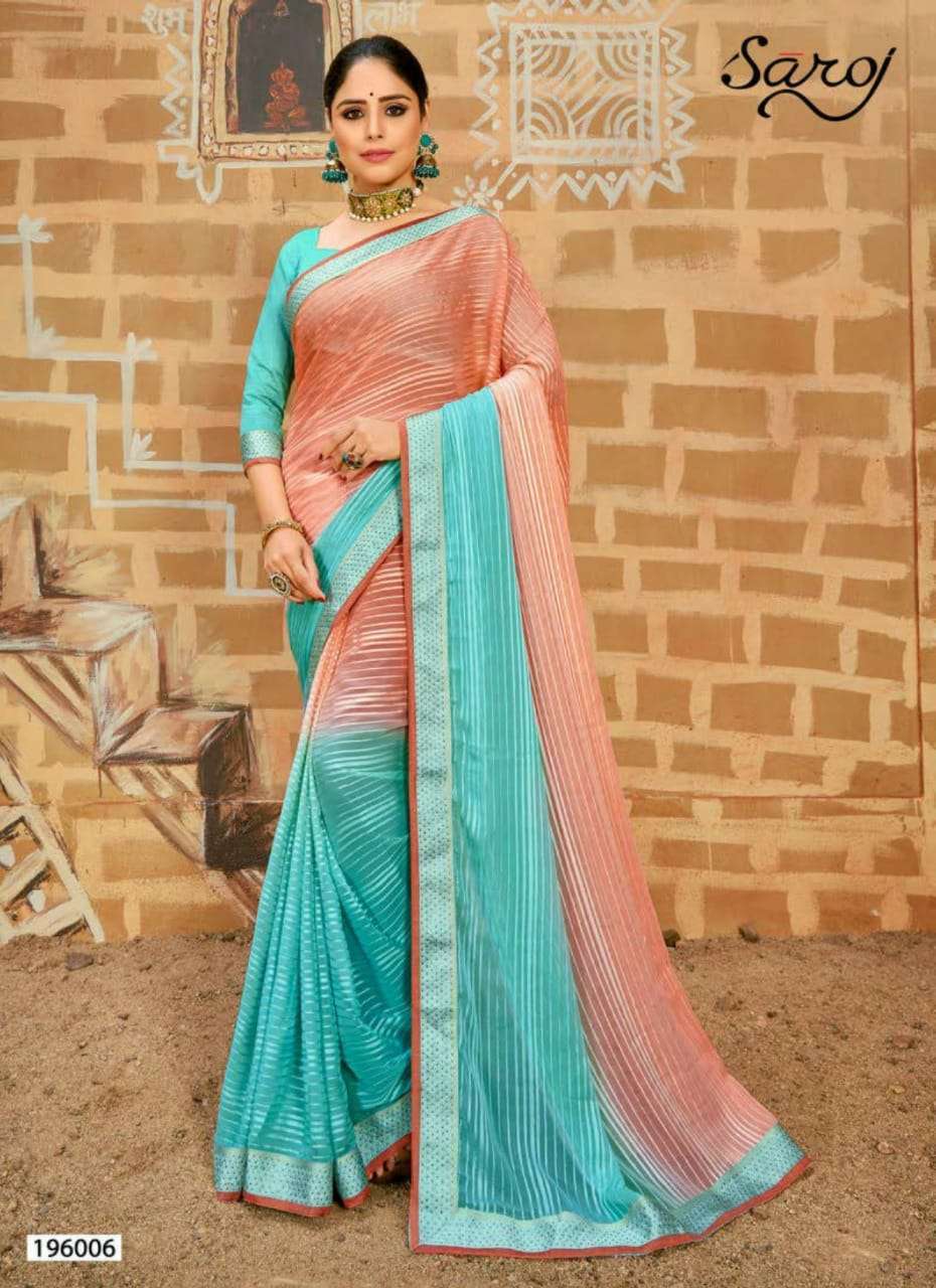 Saroj Paheli Silk Satin Patta With Multi Swarovski Work Sarees Catalog