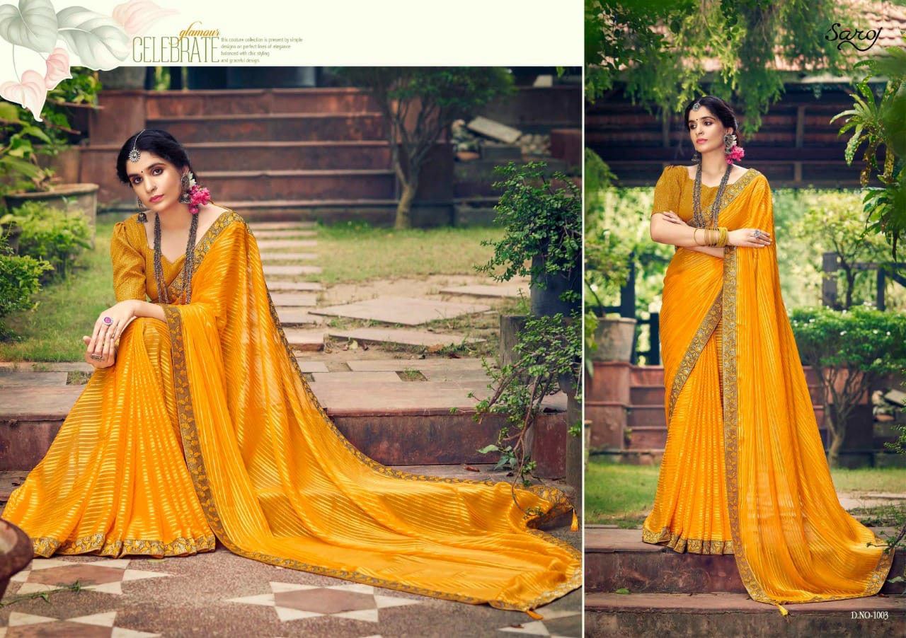 Saroj Sanwaree Weightless Georgette Sattin Saree Catalog