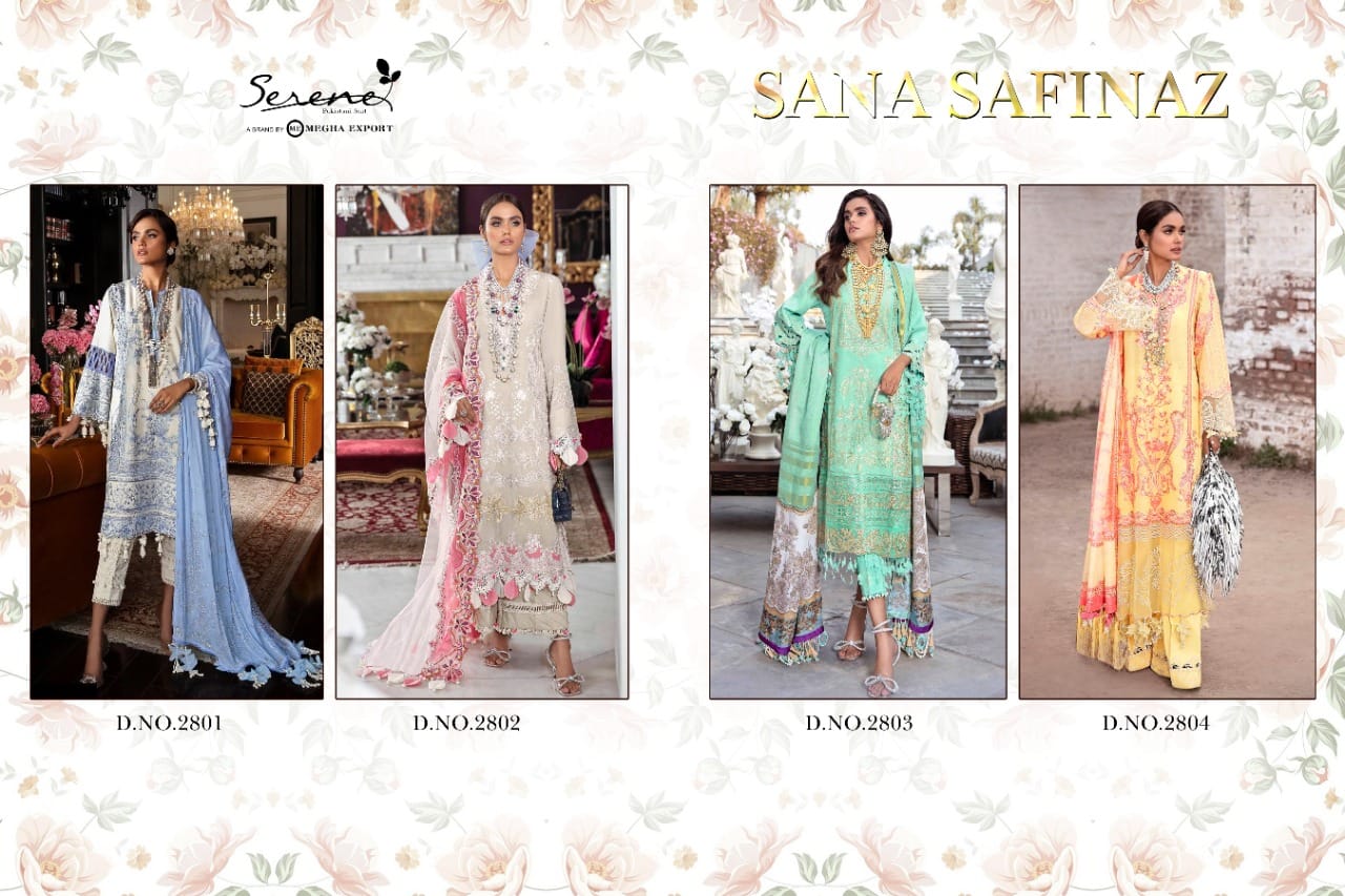 Serene Sana Safinaz Cotton Embroidery Pakistani Salwar Suits Catalog