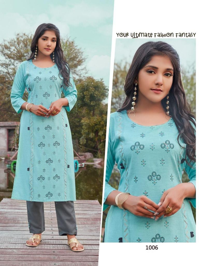 Smylee Dilruba Rayon Designer Kurti With Pant Catalog