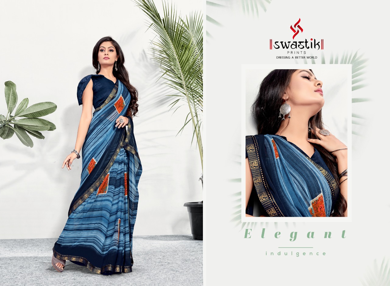 Swastik Manthan Vol 1  Casual Wear Printed Sarees Catalog