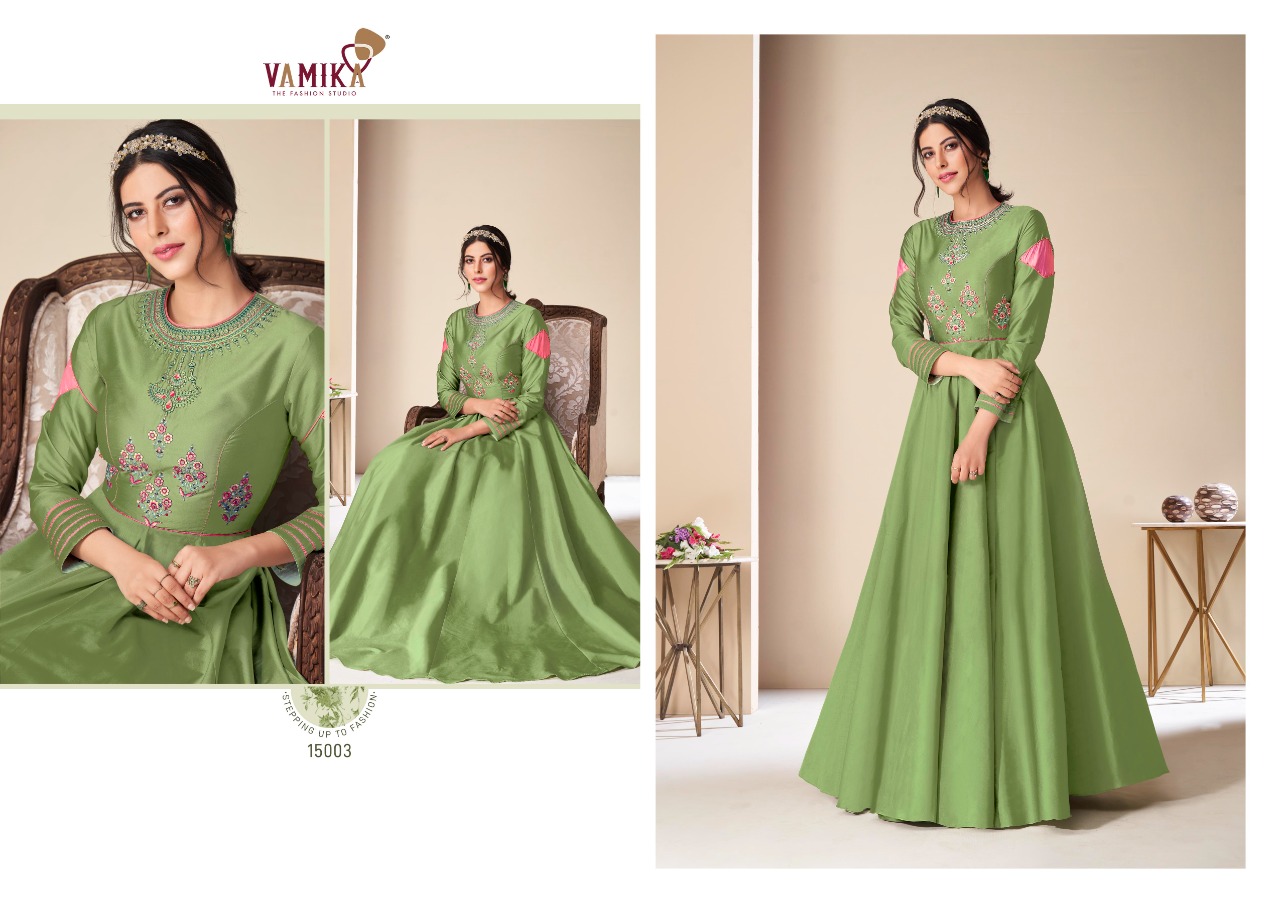 Vamika Rang Mahal Silk Designer Gown Catalog