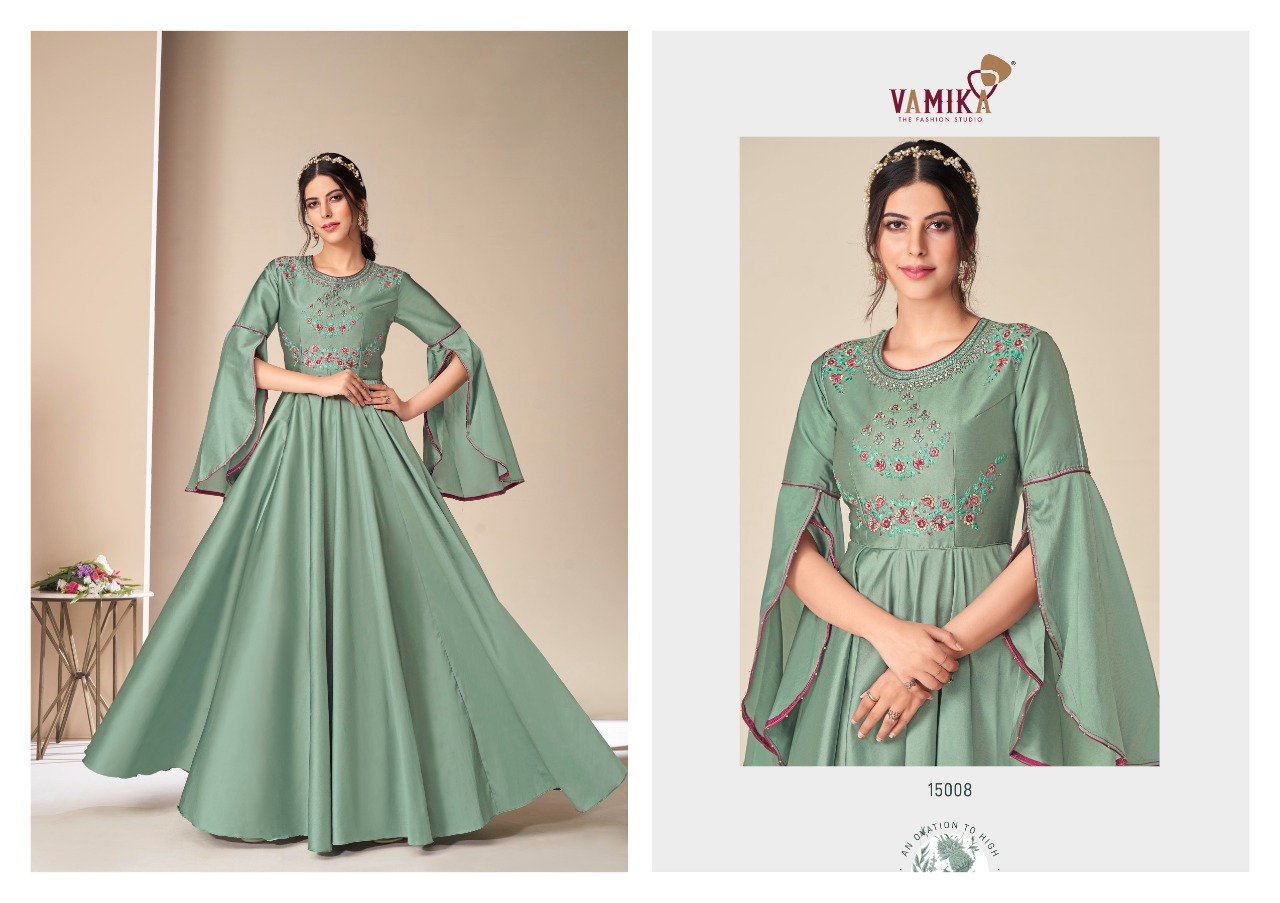 Vamika Rang Mahal Silk Designer Gown Catalog