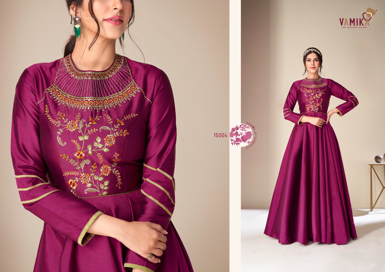 Vamika Rang Mahal Silk Designer Gown Catalog