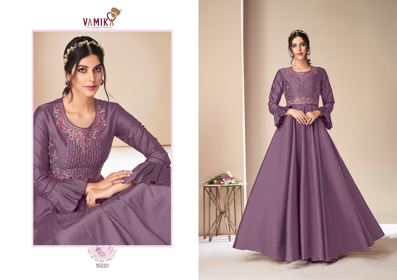 Vamika Rang Mahal Silk Designer Gown Catalog