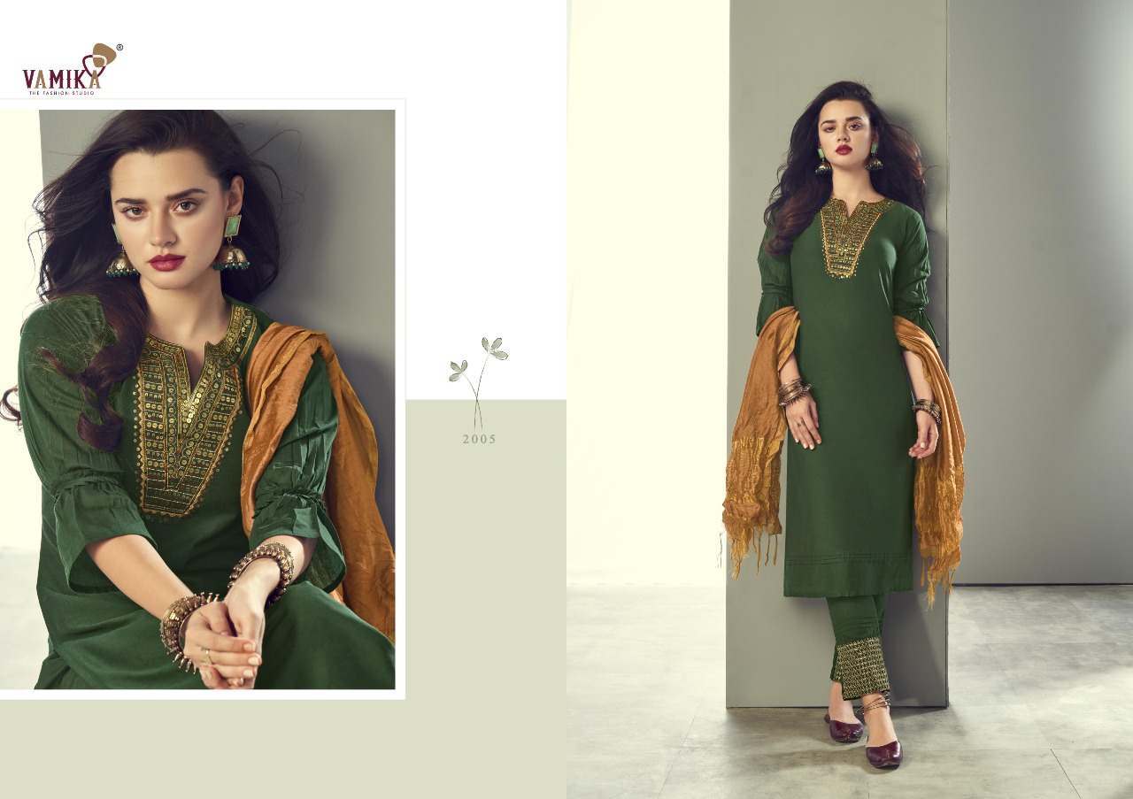 Vamika Ruhana Designer Viscose Silk Ready-made Salwar Suits Catalog