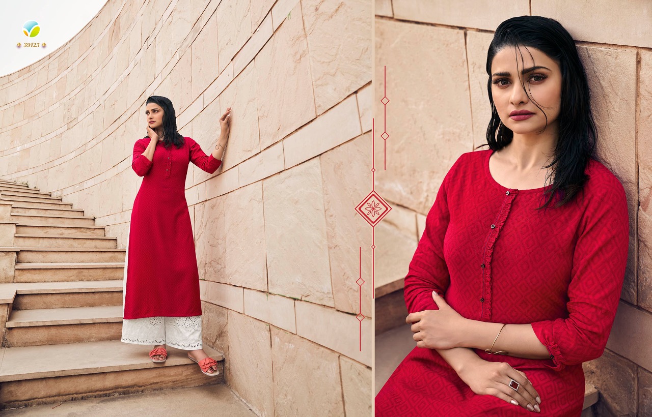 Vinay Tumbaa Magnet Vol  4 Rayon Designer Kurti With Plazoo Catalog