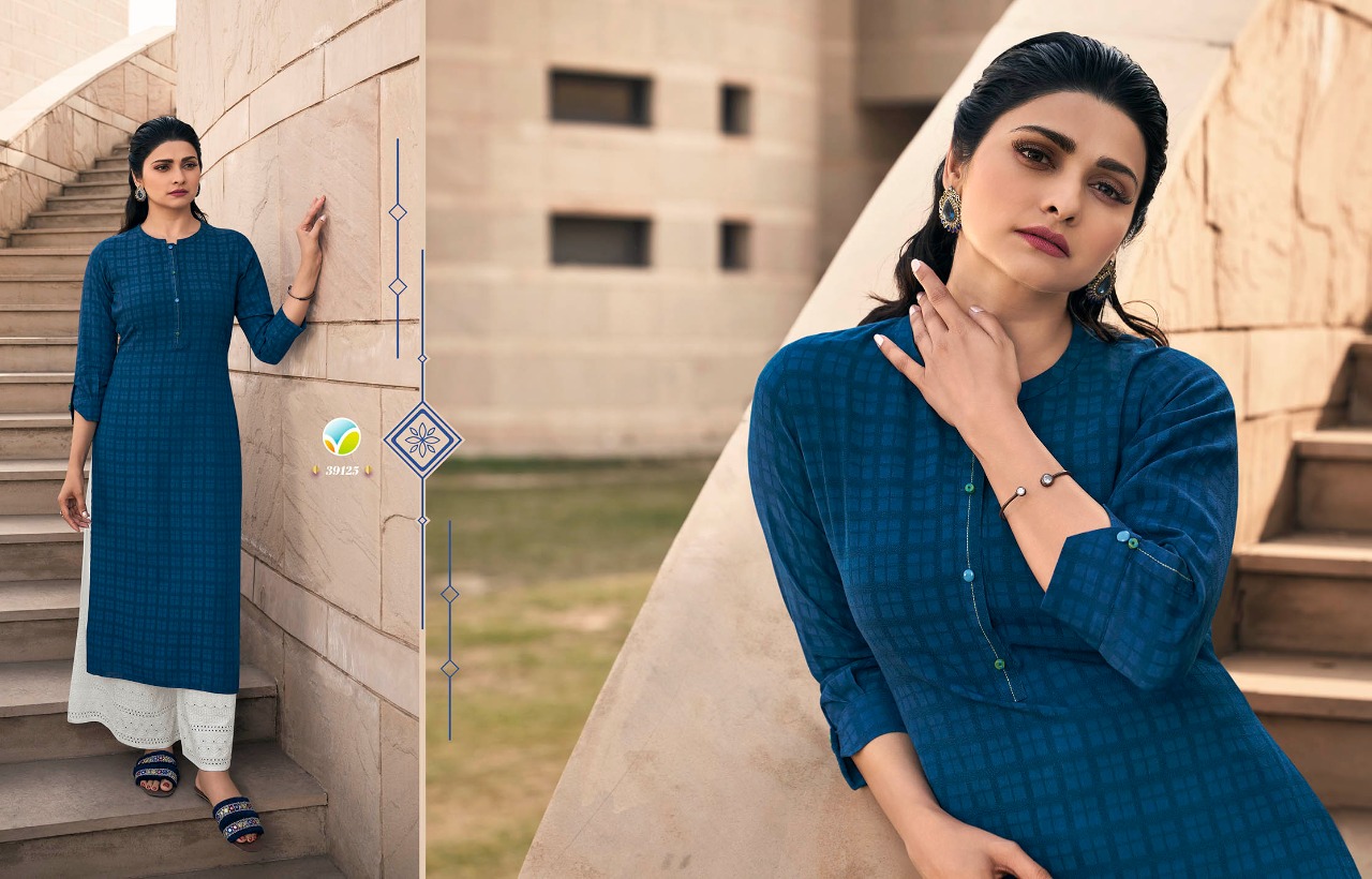 Vinay Tumbaa Magnet Vol  4 Rayon Designer Kurti With Plazoo Catalog