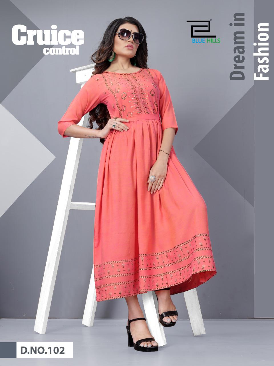 Blue Hills   Shivi Fancy Rayon Designer Long Kurtis Catalog