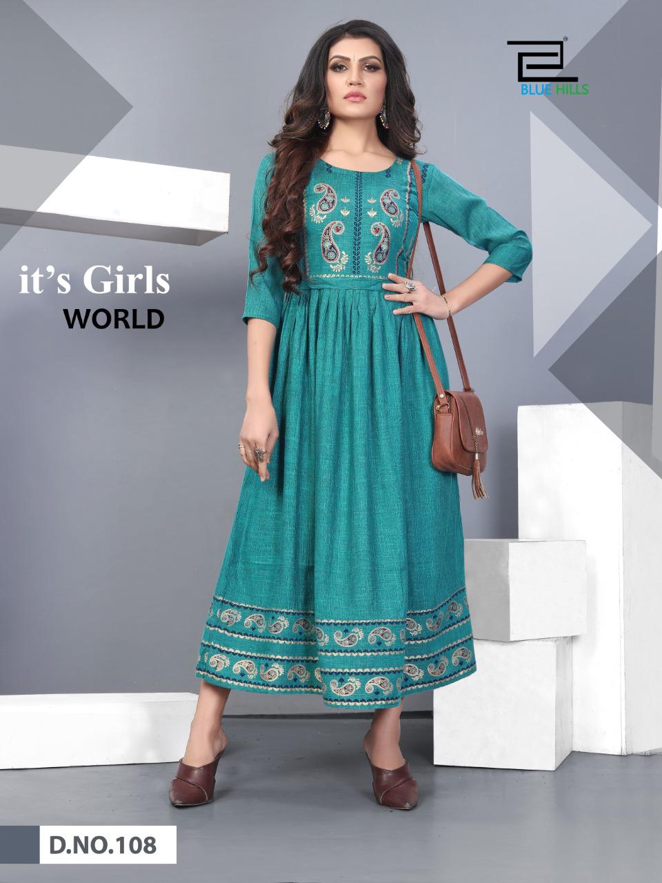 Blue Hills   Shivi Fancy Rayon Designer Long Kurtis Catalog
