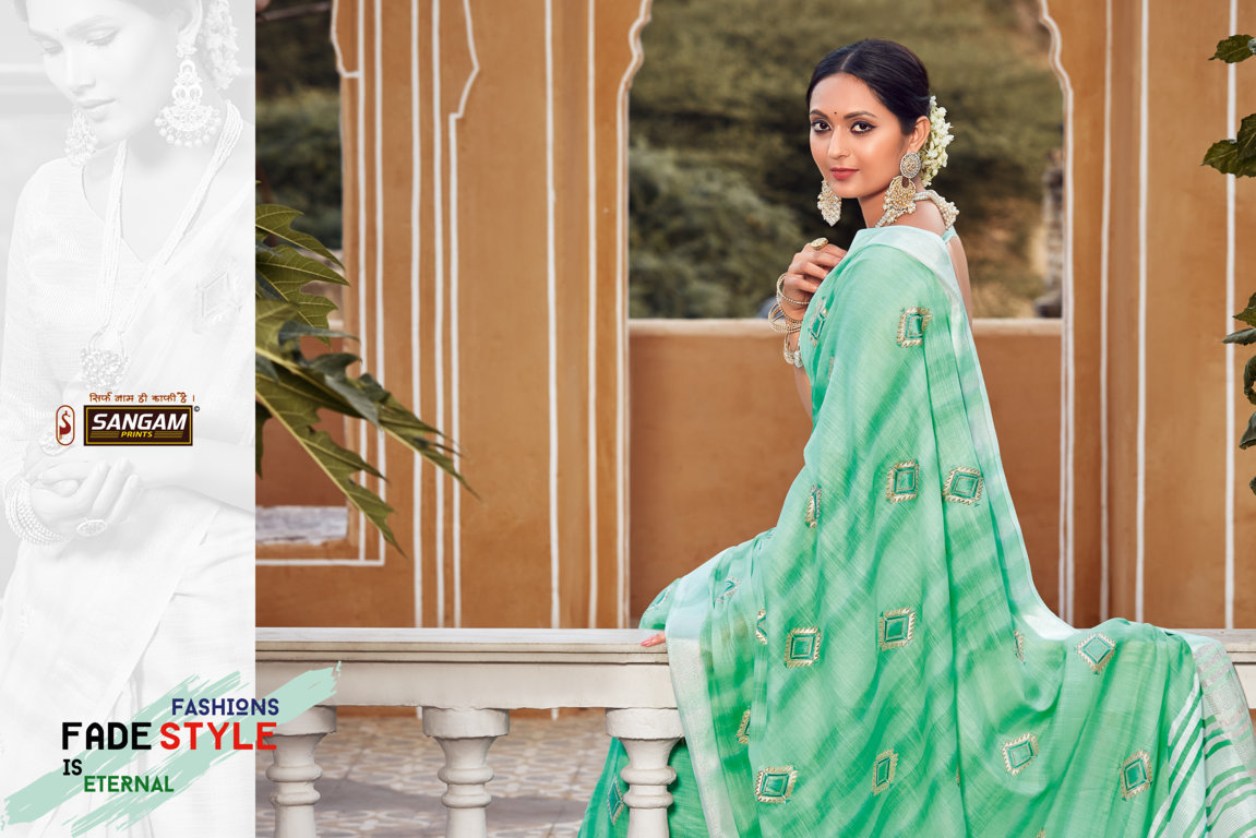Sangam Kavya Linen With Embroidery Sarees