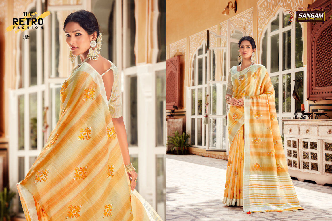 Sangam Kavya Linen With Embroidery Sarees