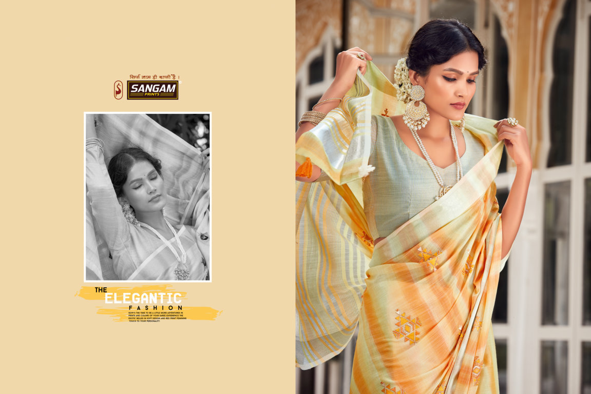 Sangam Kavya Linen With Embroidery Sarees