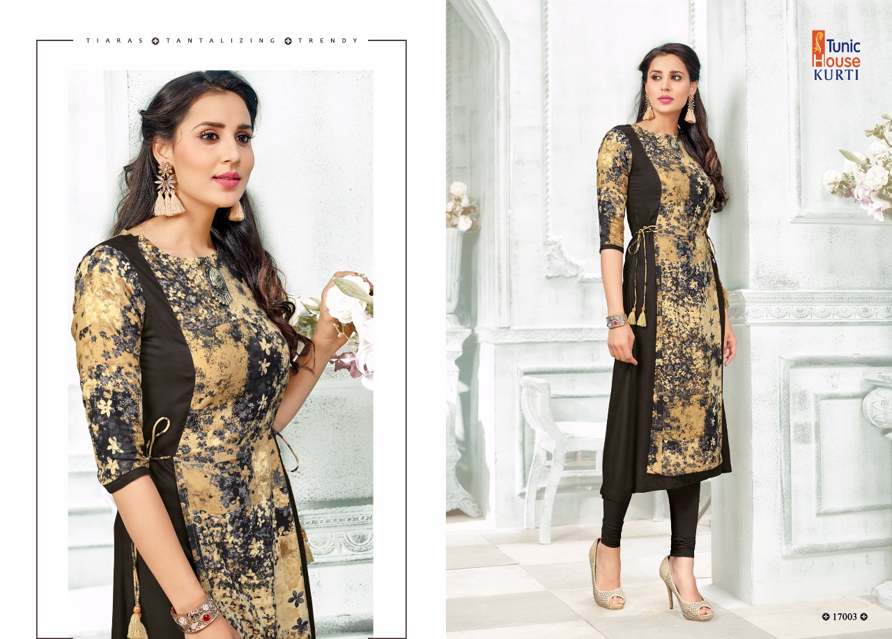 Tunic House Rukashar-1 Rayon Double Layer Flair Kurti Catalog