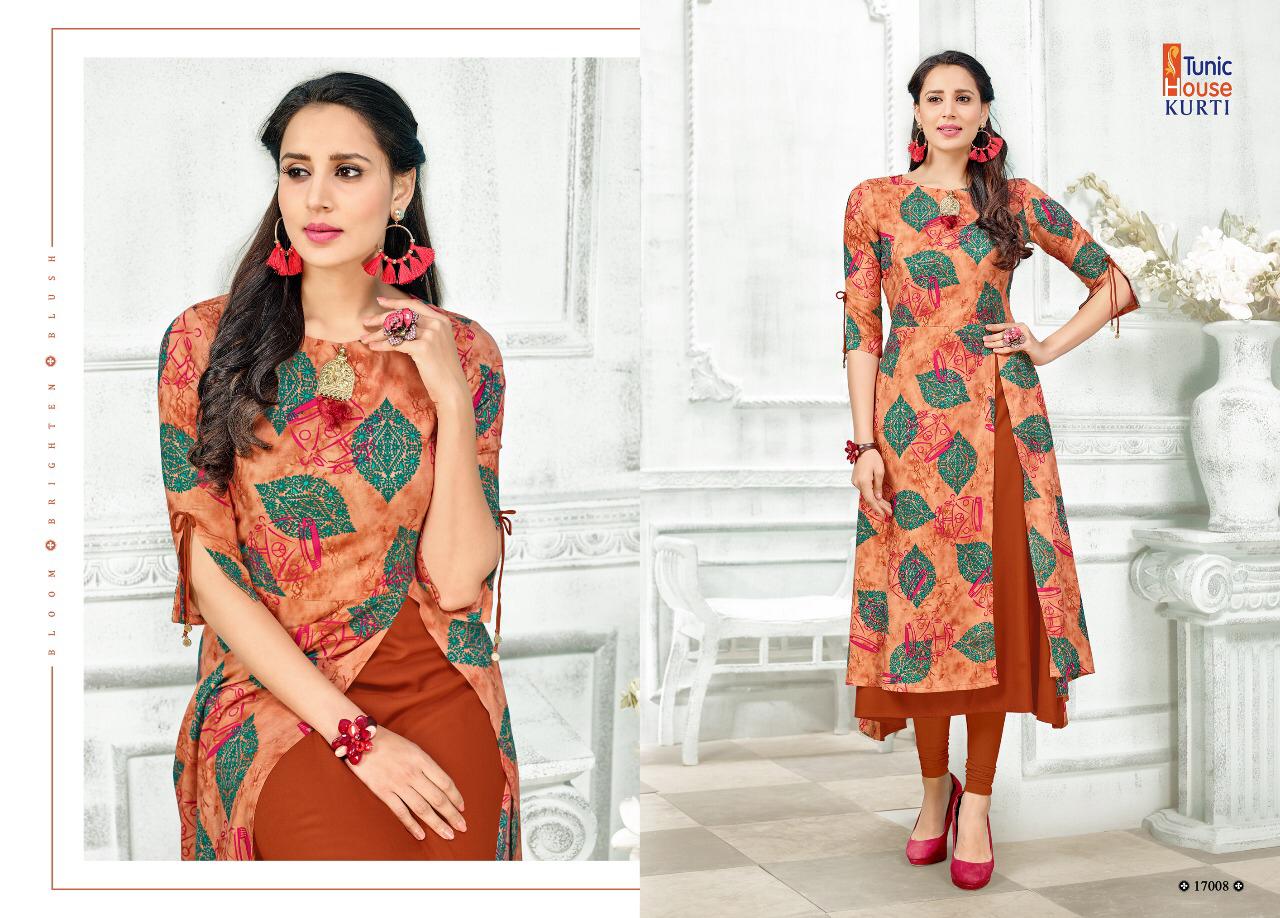 Tunic House Rukshar-2 Rayon Printed Double Layer Kurti Catalog