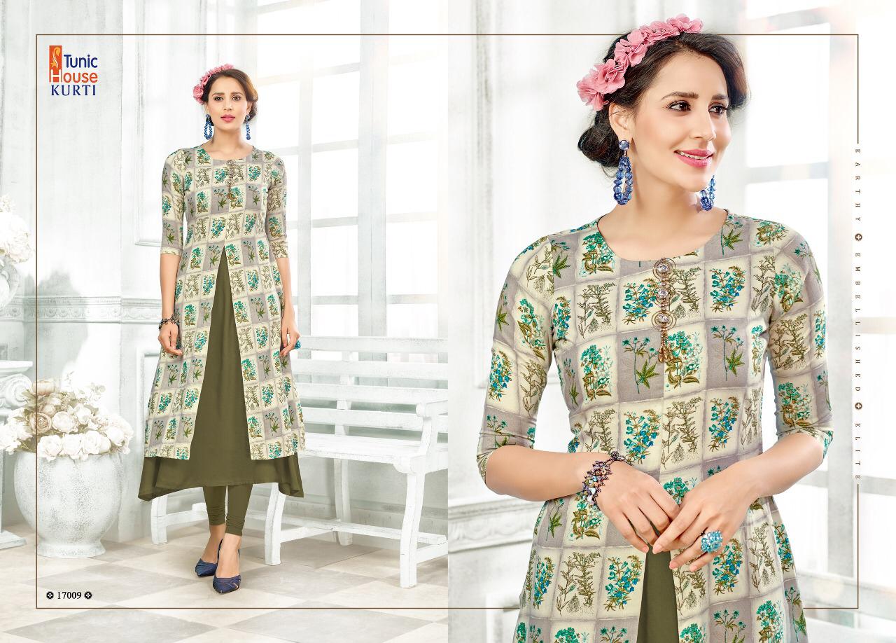 Tunic House Rukshar-2 Rayon Printed Double Layer Kurti Catalog