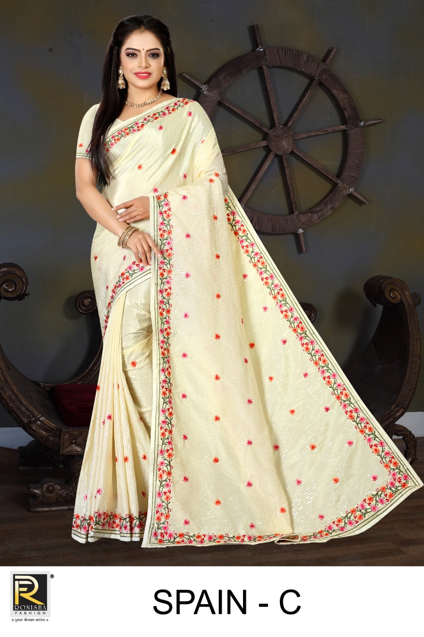 Ranjna Spain Fancy Trade Water Sequence Work Bollywood Style Traditional Saree Collection