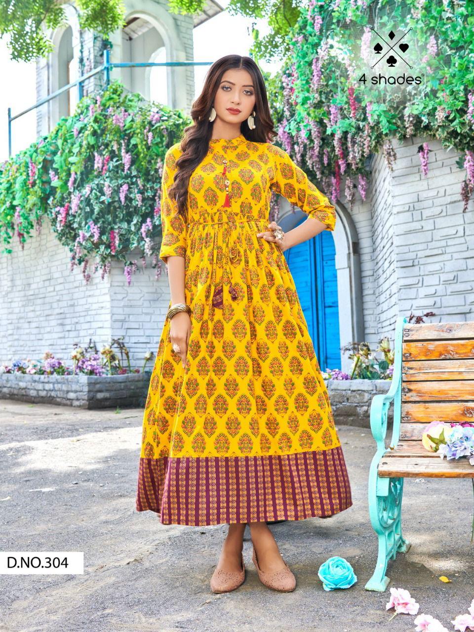 4 Shades Sundari Vol  3 Long Printed Anarkali Kurti Catalog
