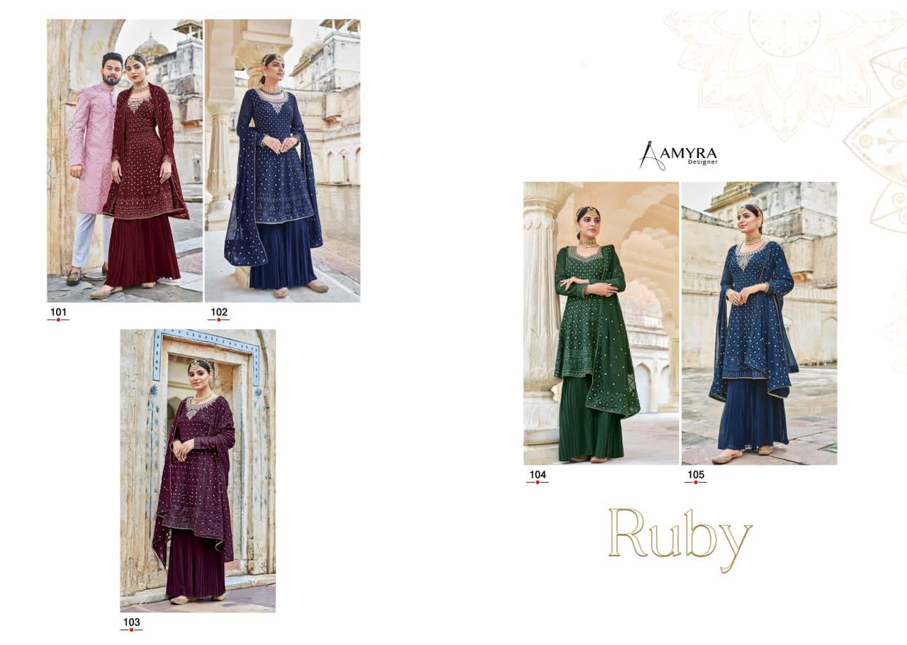 Amyra Ruby Georgette Wear Designer Salwar  Suits Catalog