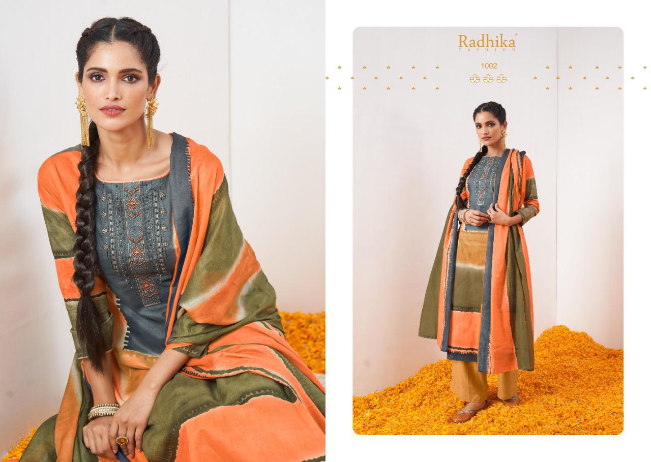 Azara Marigold Cambric Cotton Designer Dress Material Collection