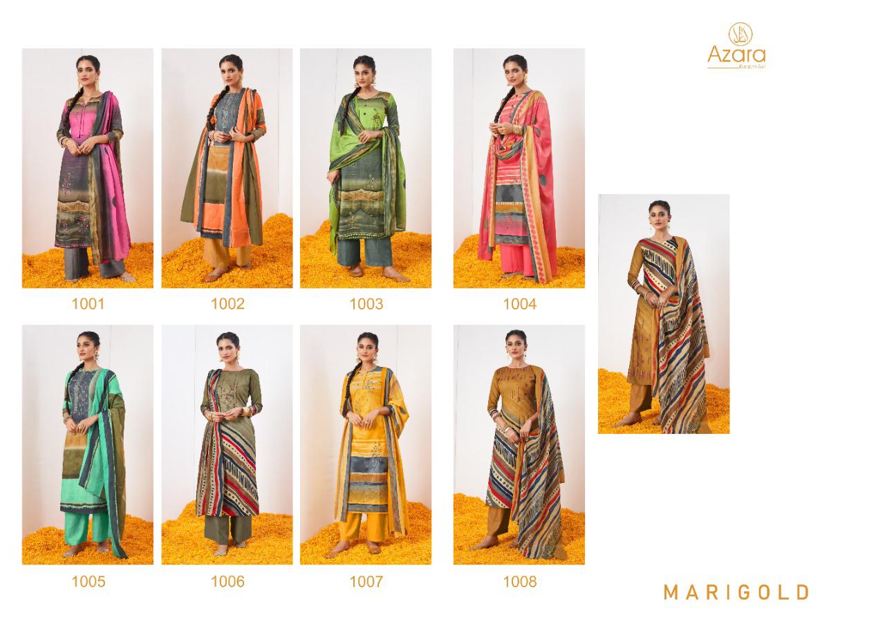 Azara Marigold Cambric Cotton Designer Dress Material Collection