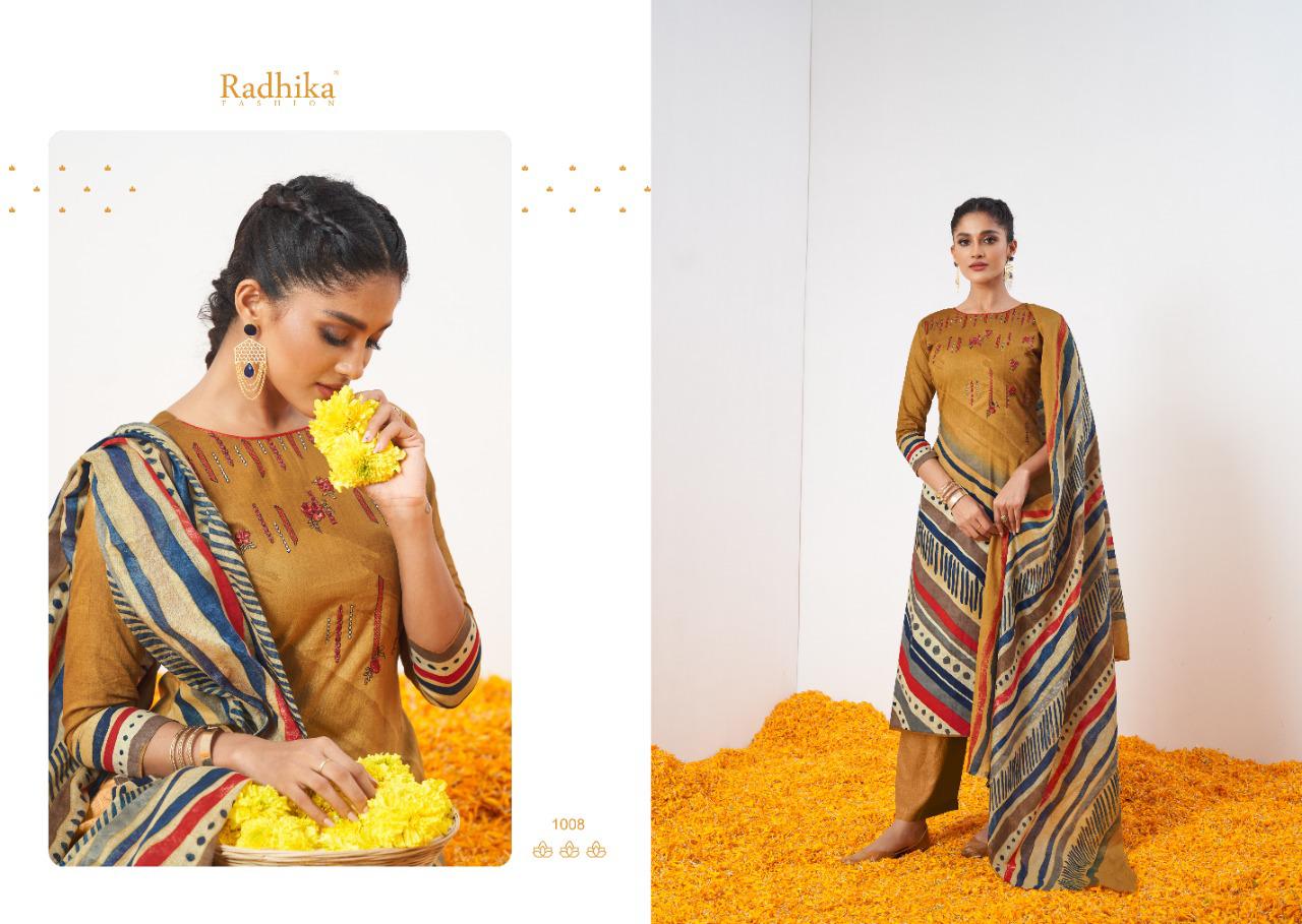 Azara Marigold Cambric Cotton Designer Dress Material Collection