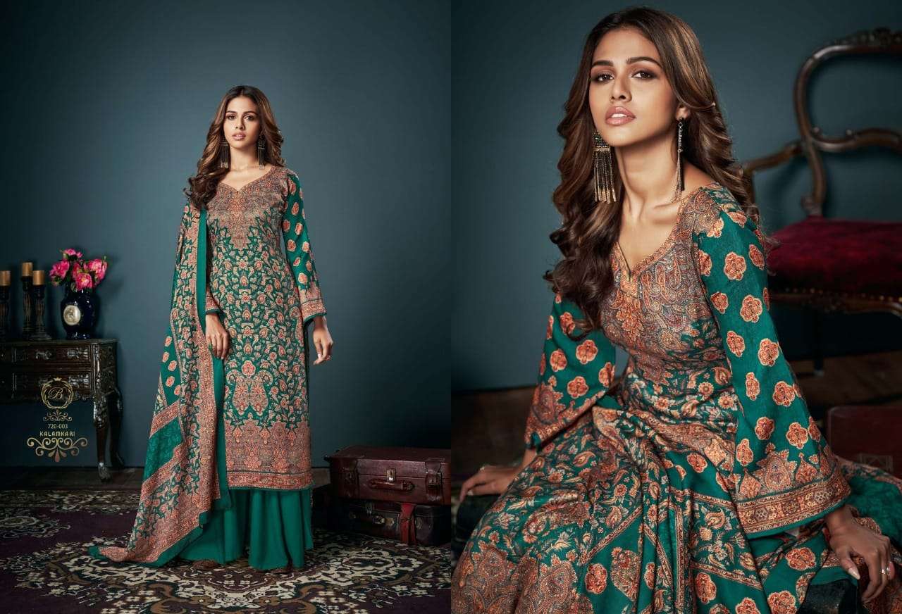 Belliza Kalamkari Pure Pashmina With Digital Prints Dress Material Catalog