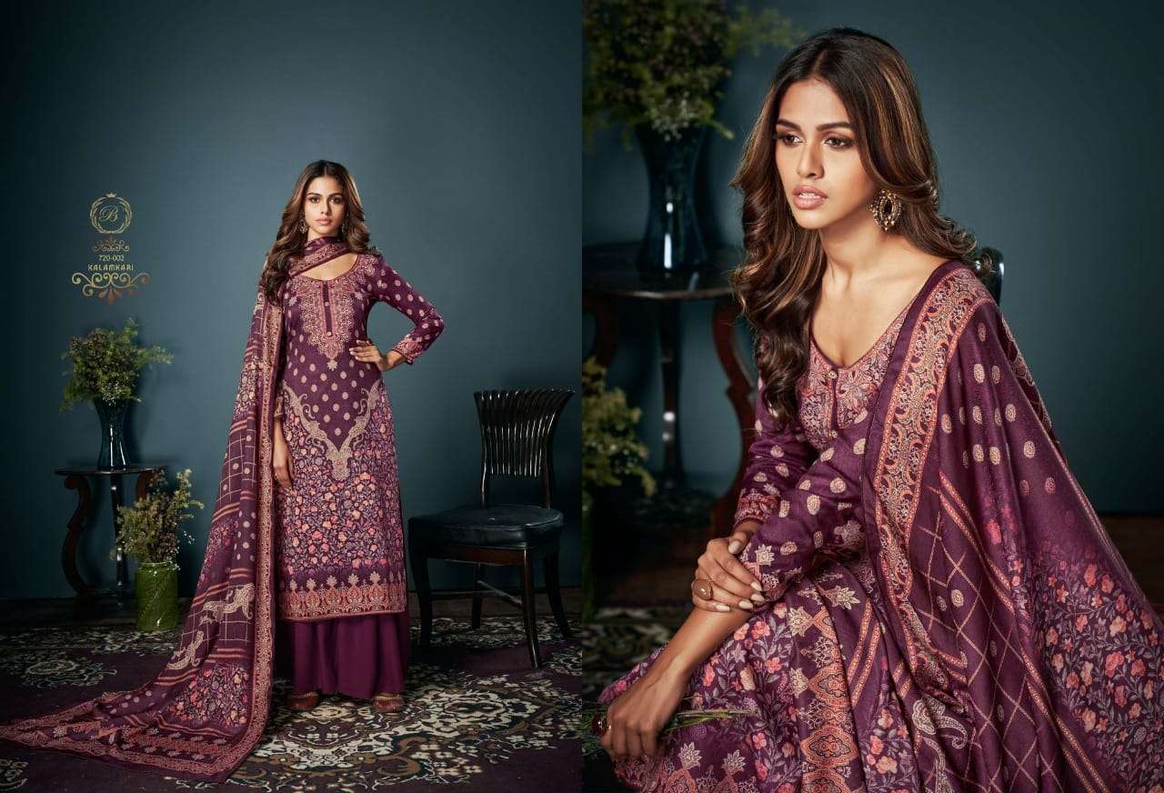 Belliza Kalamkari Pure Pashmina With Digital Prints Dress Material Catalog