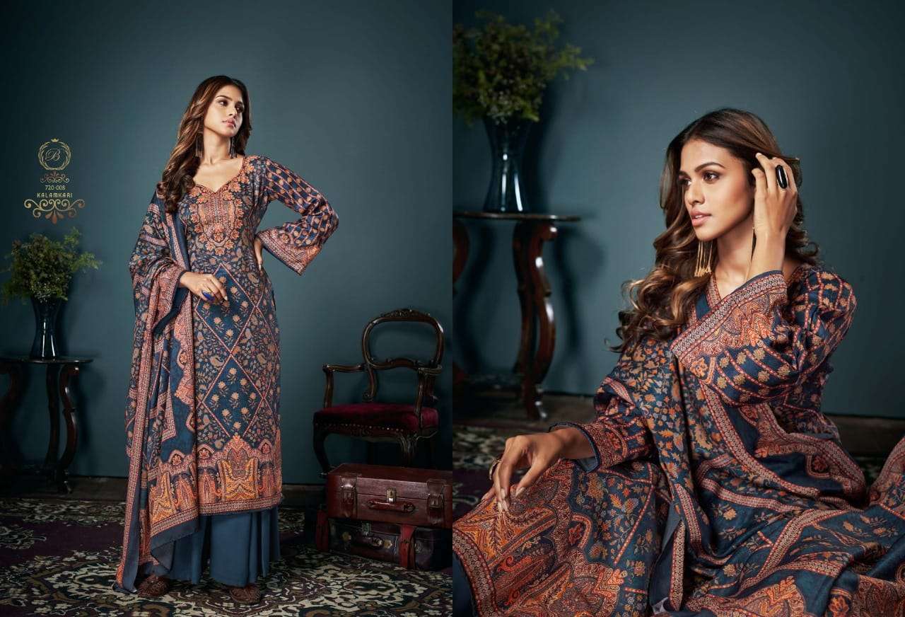 Belliza Kalamkari Pure Pashmina With Digital Prints Dress Material Catalog