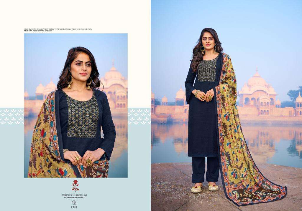 Bipson Zardosi 1391 To 1394 Jam Satin Jacquard With Work Dress Material Collection