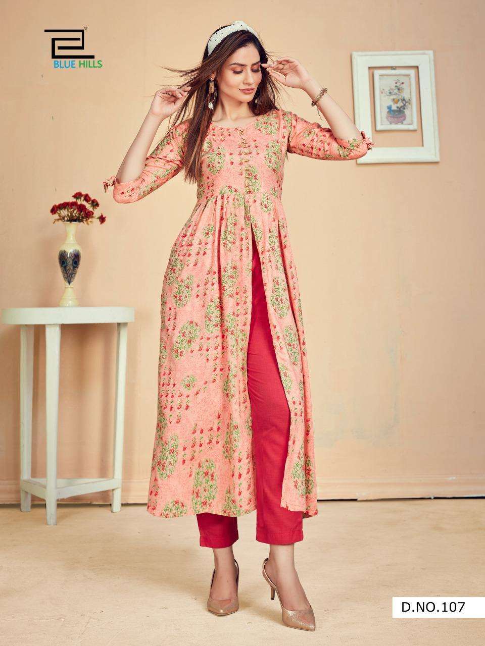 Blue Hills Calender Vol 5 Rayon 14 Kg Foil Print Anarkali Kurtis Catalog