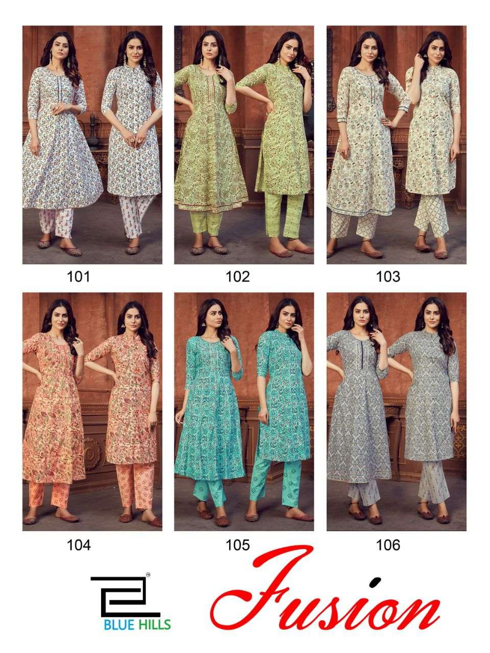 Blue Hills Fusion Vol 1 Cotton Cambric Print Kurtis With Bottom Catalog