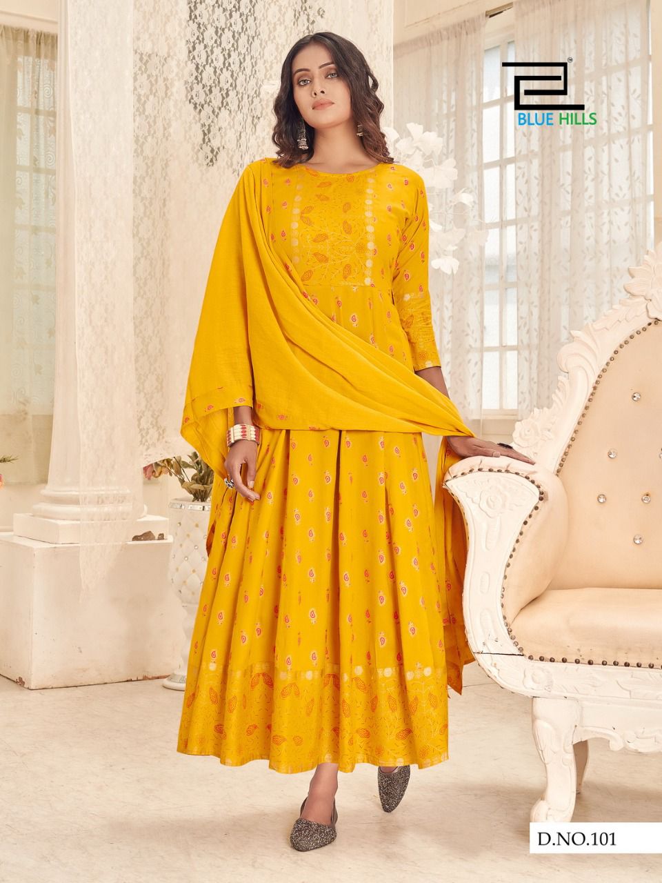 Blue Hills Manika Mage Hithe Anarkali Long Kurti With Dupatta Catalog