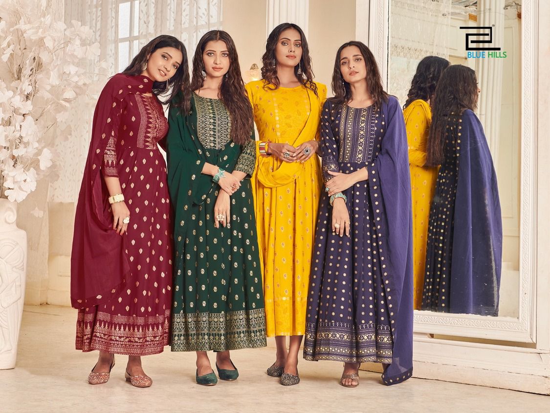 Blue Hills Manika Mage Hithe Anarkali Long Kurti With Dupatta Catalog