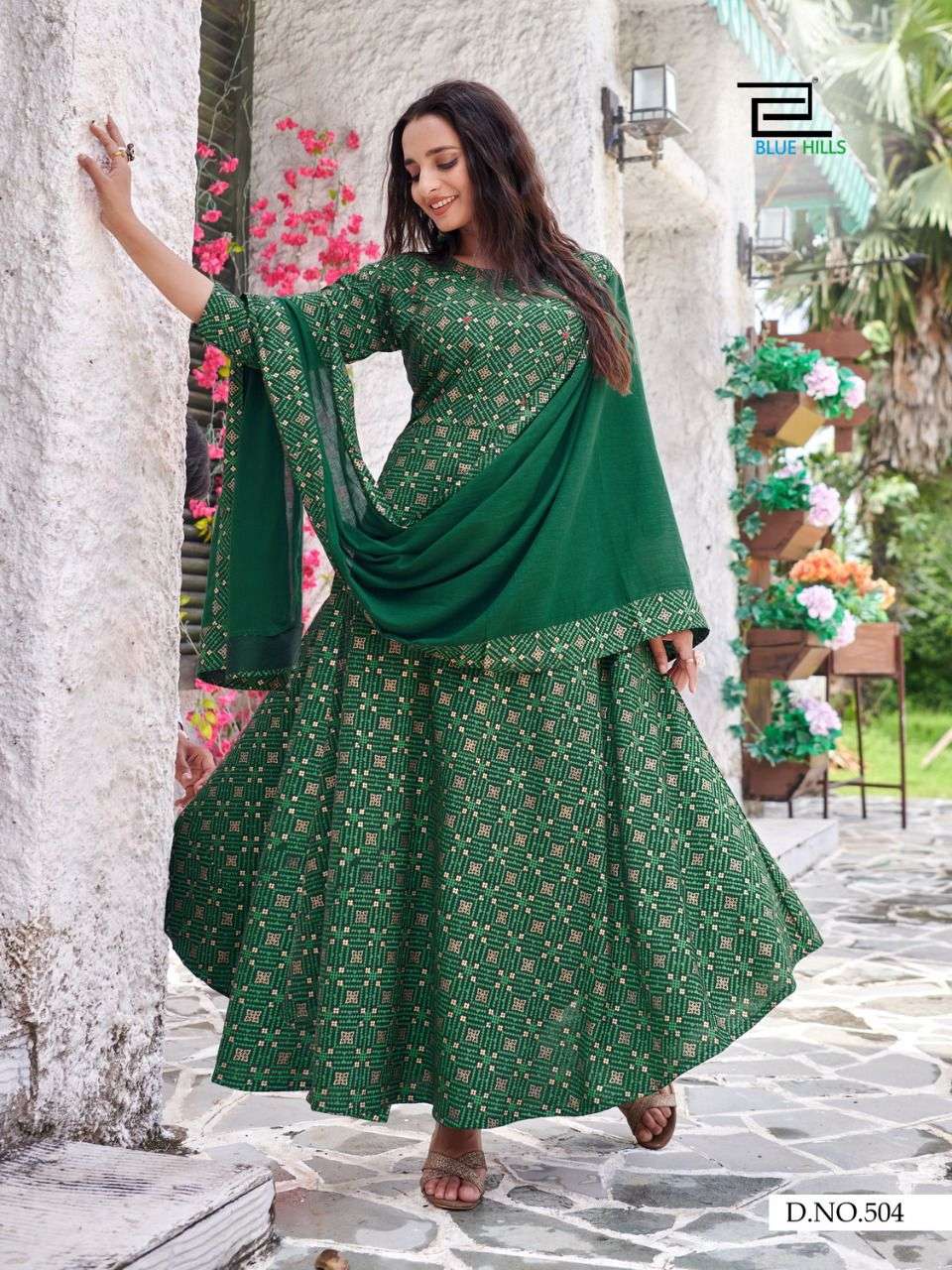 Blue Hills Soulmate Vol 5 Rayon Classic Foil Print Kurtis With Dupatta Catalog