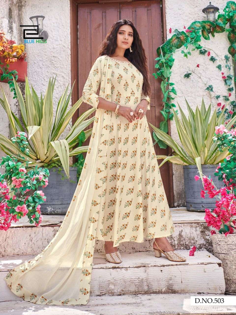 Blue Hills Soulmate Vol 5 Rayon Classic Foil Print Kurtis With Dupatta Catalog