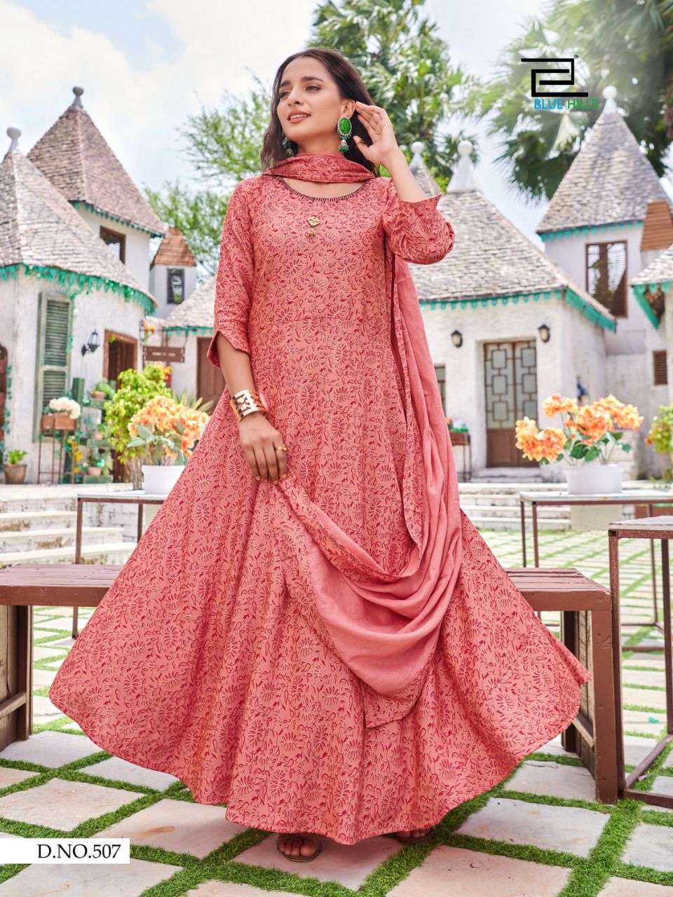 Blue Hills Soulmate Vol 5 Rayon Classic Foil Print Kurtis With Dupatta Catalog