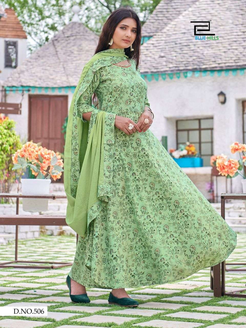 Blue Hills Soulmate Vol 5 Rayon Classic Foil Print Kurtis With Dupatta Catalog