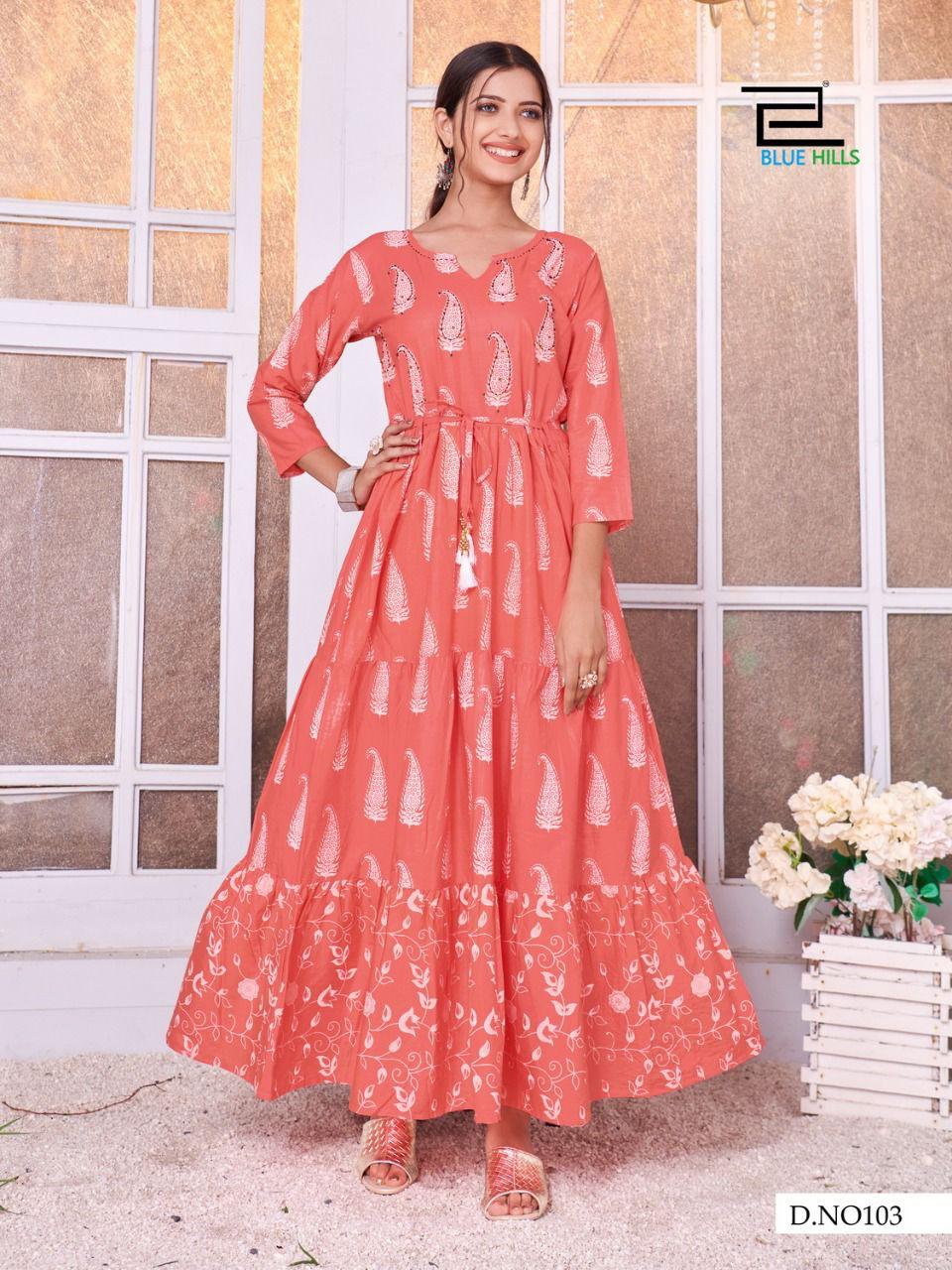 Buy Designer Cotton Anarkali Kurtilong Gown and Dupatta Online in India   Etsy