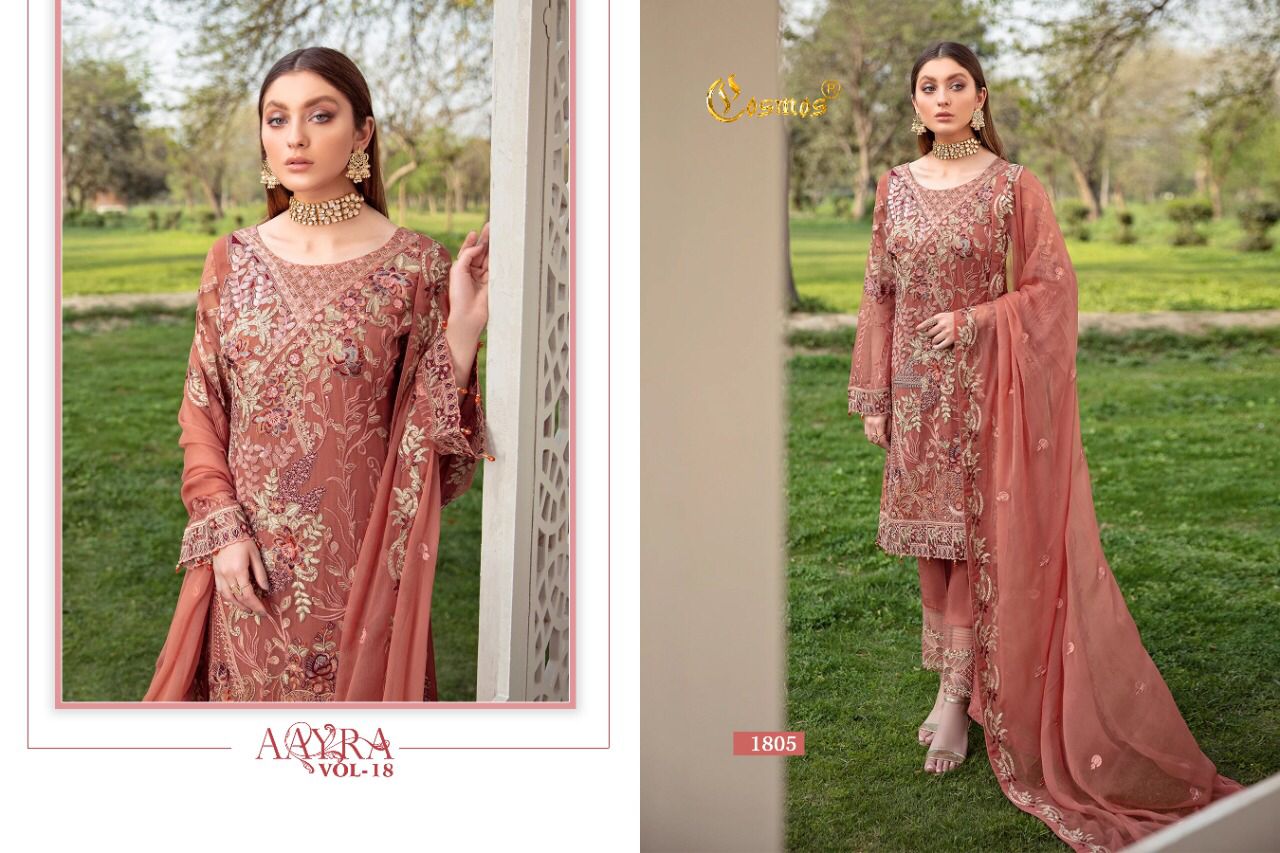 Cosmos Aayra  Vol 18 Georgette Wear Pakistani Salwar Kameez Suits Catalog