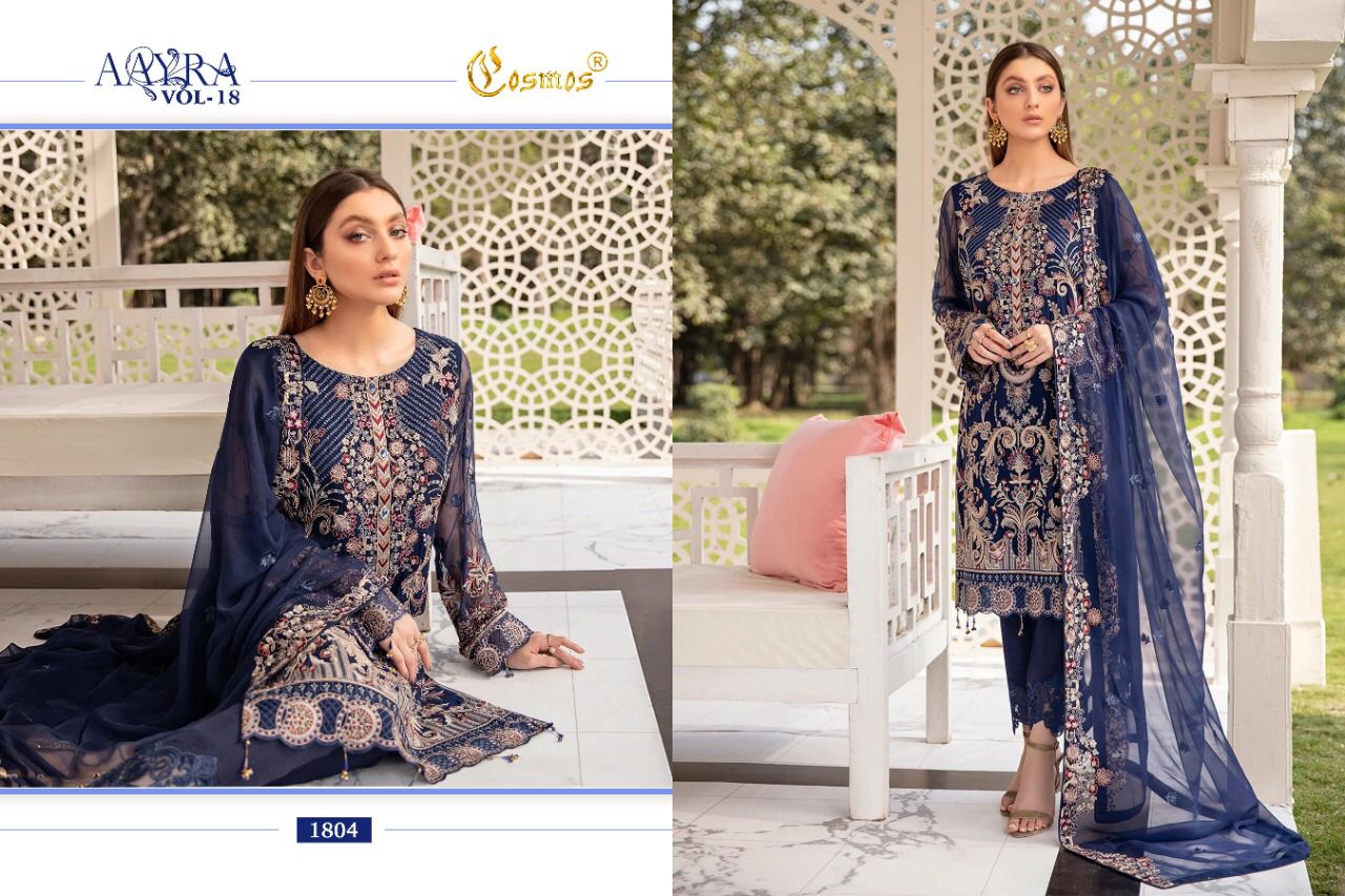 Cosmos Aayra  Vol 18 Georgette Wear Pakistani Salwar Kameez Suits Catalog