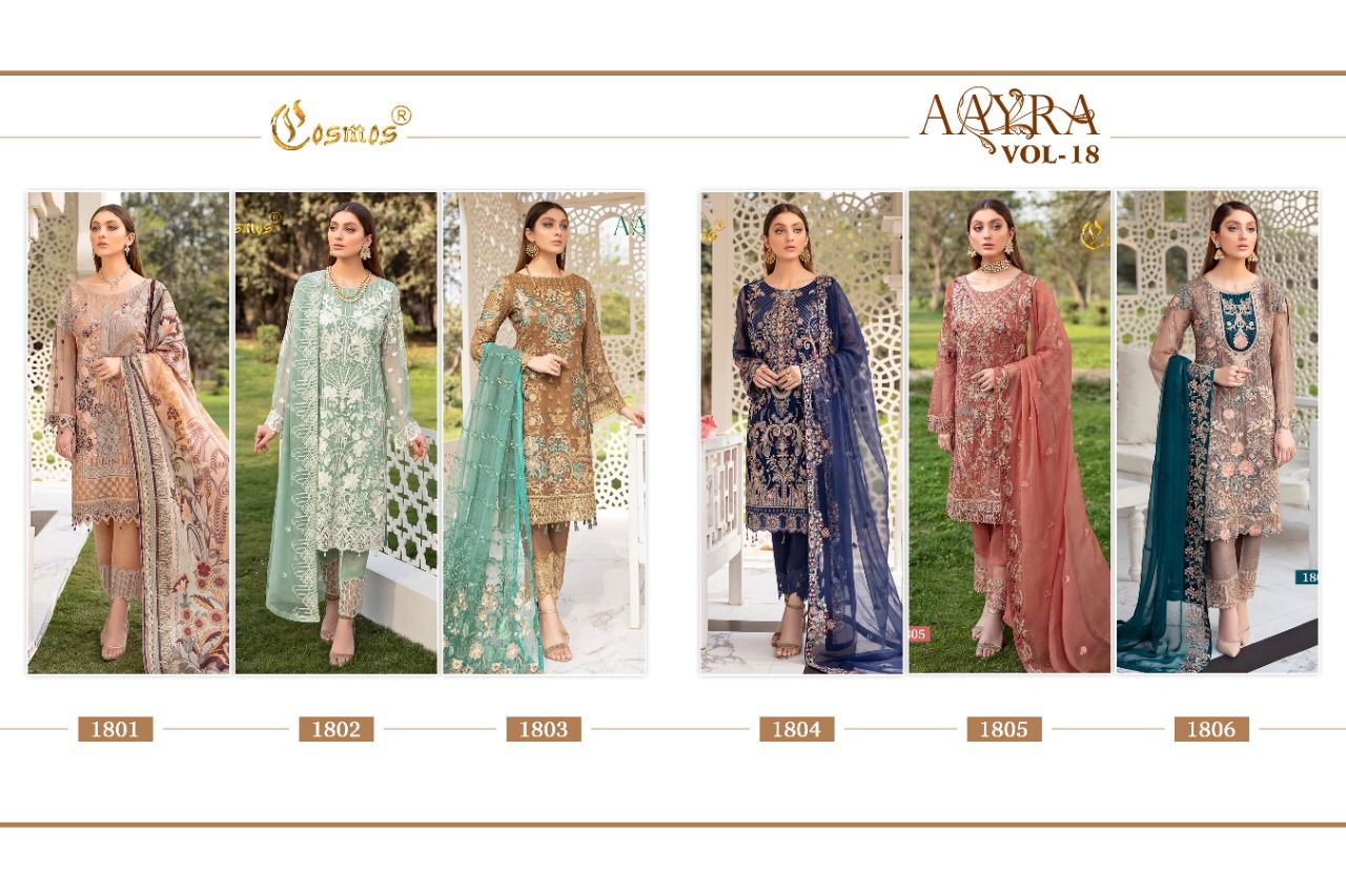 Cosmos Aayra  Vol 18 Georgette Wear Pakistani Salwar Kameez Suits Catalog