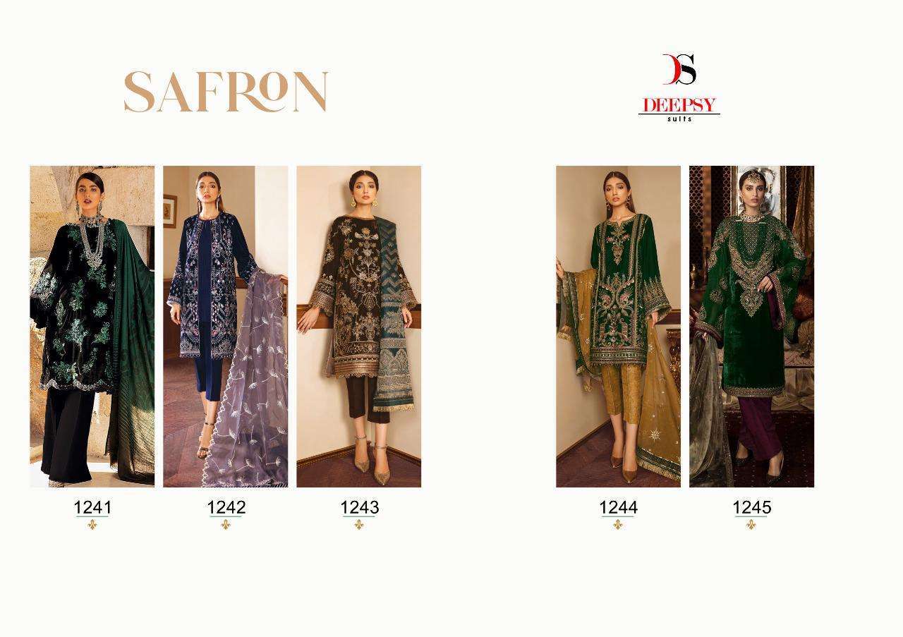 Deepsy Suits Safron Pure Velvet With Embroidery Salwar Suits Catalog