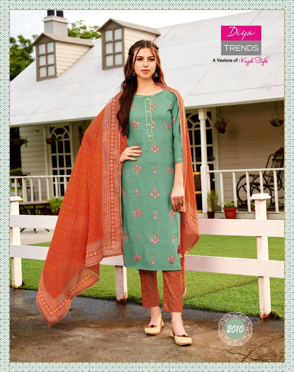 Diya Trends Odhani Vol  2 Embroidery Kurti With Pant And Dupatta Catalog