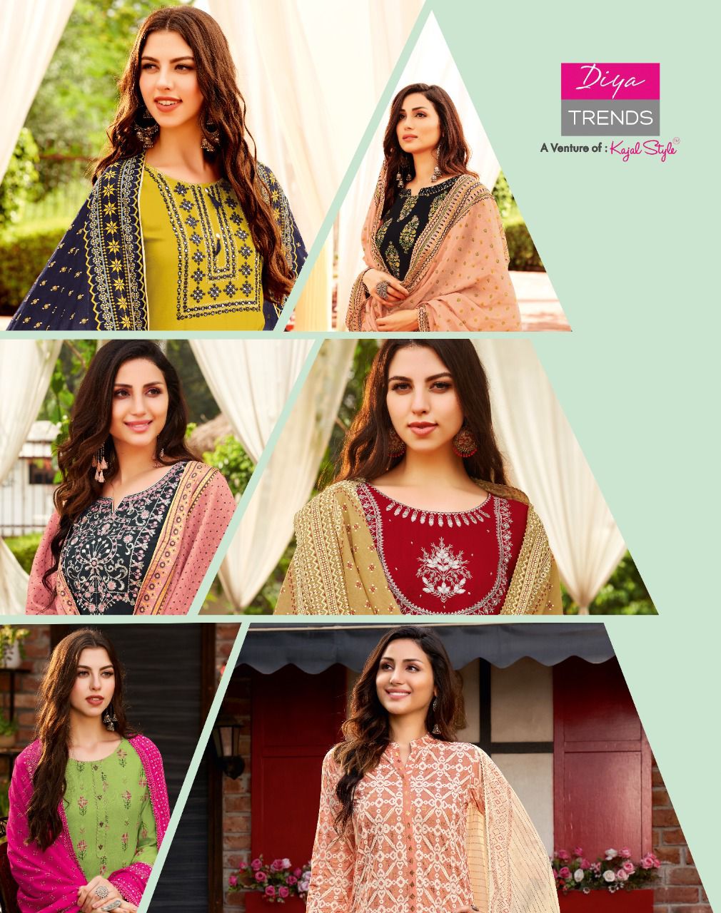 Diya Trends Odhani Vol  2 Embroidery Kurti With Pant And Dupatta Catalog